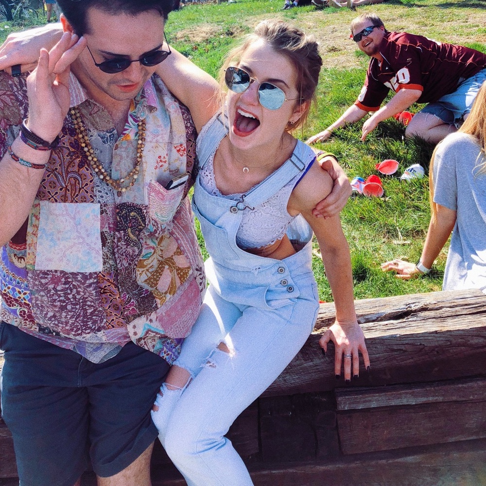 Hollister distressed overalls